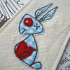 embroidered bookmark - zombie rabbit