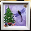 SALE Festive Fantasy Beaded Dragonfly Box Frame Art