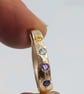 Golden Fusion Hammered Silver Ring with Cubic Zirconia - Size L - Image 3
