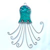 Stained Glass Octopus Suncatcher - Handmade Window Decoration - Teal
