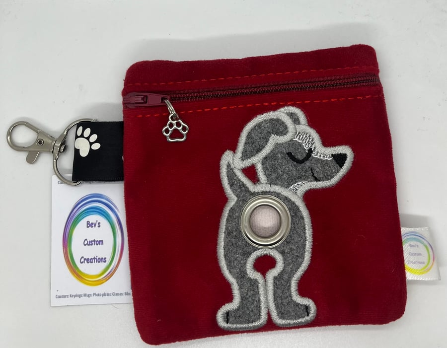 Whippet, Greyhound, Embroidered Poo bag dispenser.  