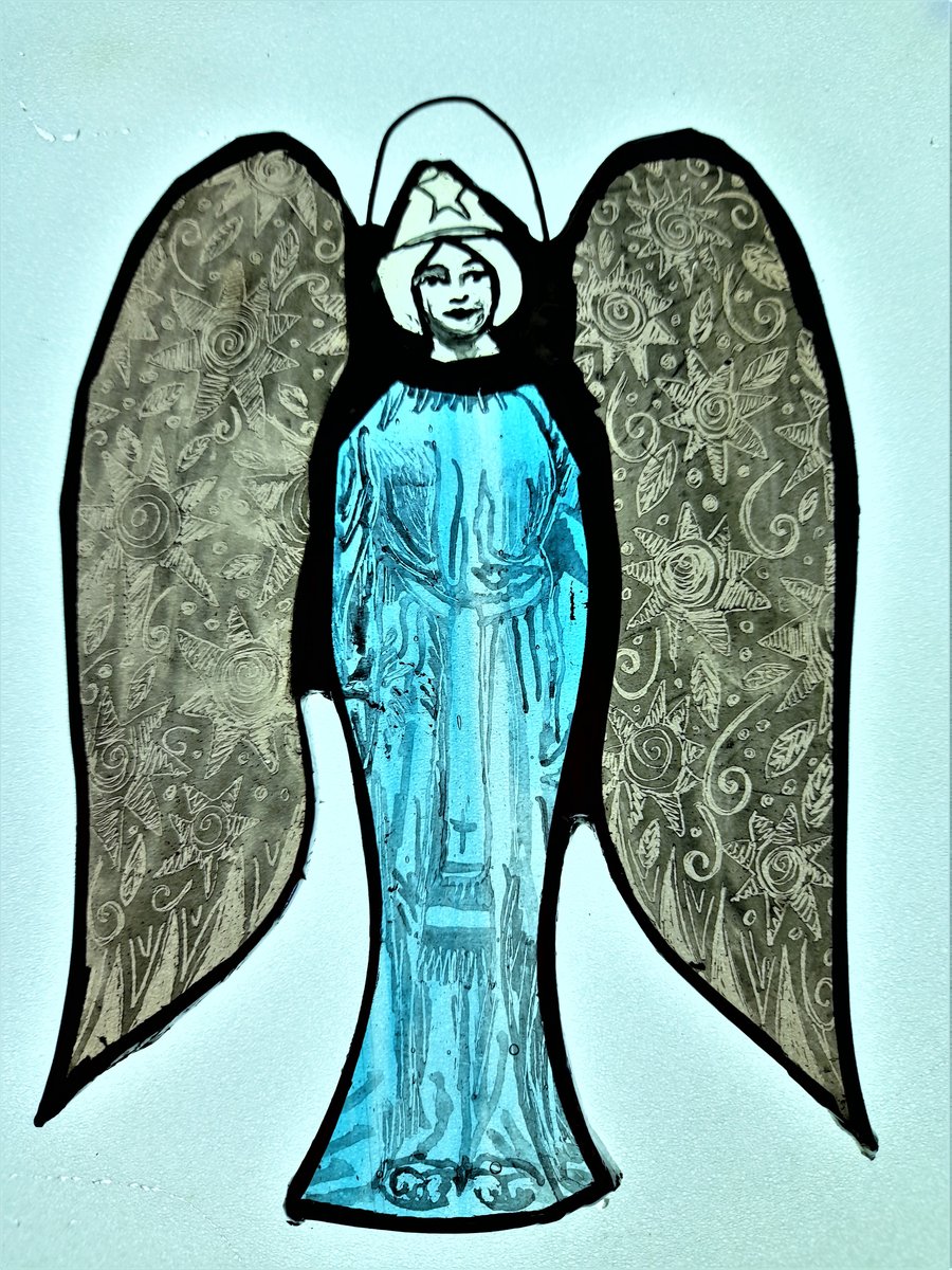 Contemporary Stained Glass - Guardian Angel of Flora and Fauna 