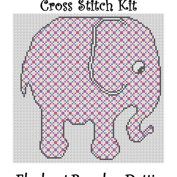Elephant Parade Cross Stitch Kit Dottie Size Approx 7" x 7"  14 Count Aida
