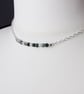 Green Moss Agate bar necklace - Small gemstone and opalite bead 16 inch necklace - Image 1