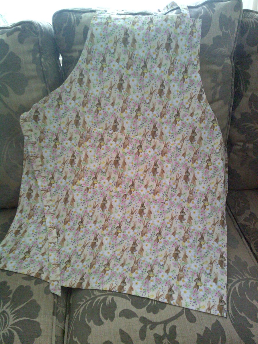 Rabbits and Spring Flowers Adult Apron