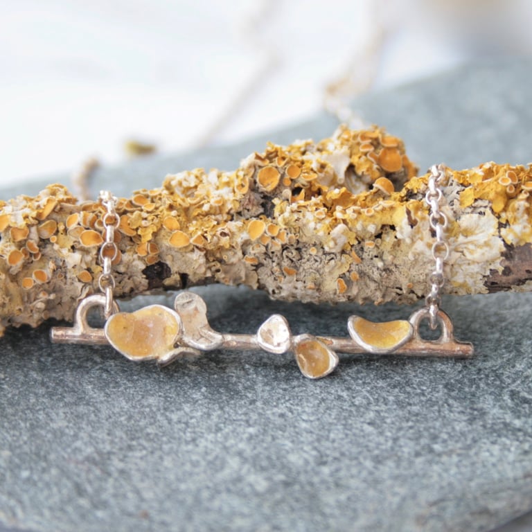 Sterling silver branch necklace, lichen inspired necklace, nature jewellery
