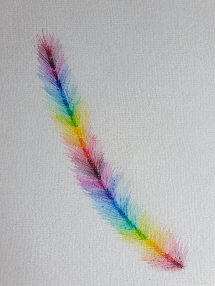 Rainbow feather original watercolour