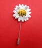 White Wild MARGUERITE DAISY PIN Wedding Lapel Flower Brooch HANDMADE HANDPAINTED - Image 5