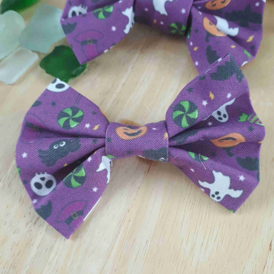 Bow Hair Grip Clips, Halloween Purple, Statement Retro Hairstyle, D58