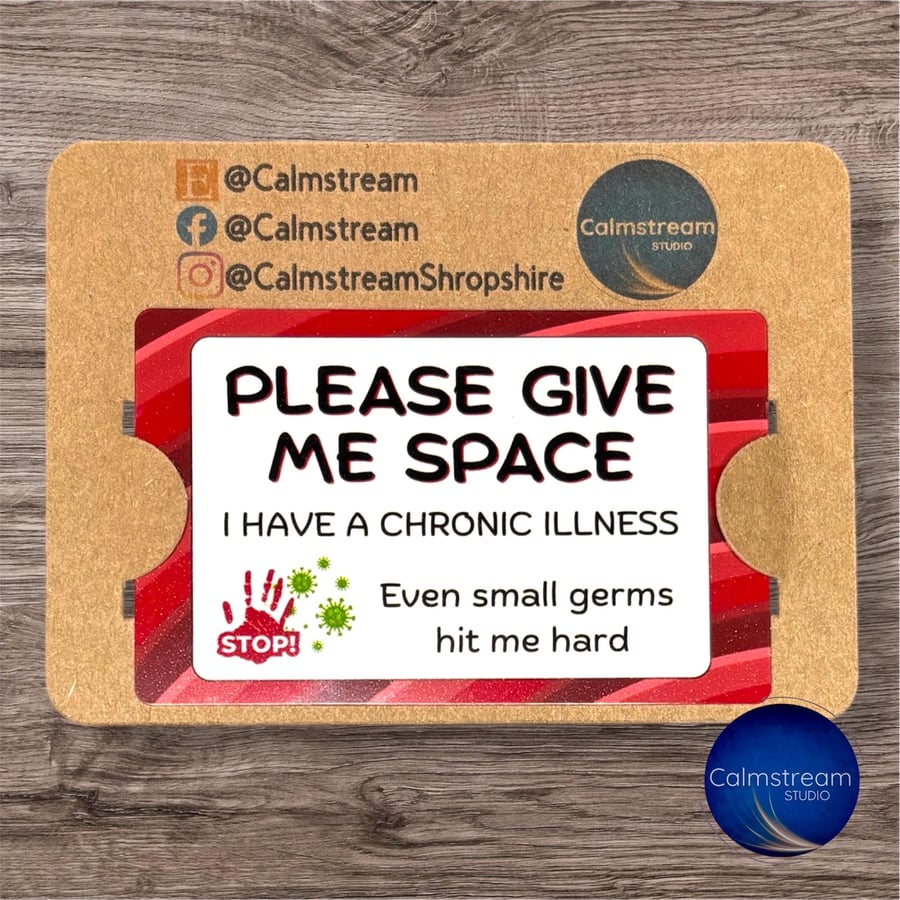 Chronic Illness Awareness Badge Please Give Me Space Aluminium Card (Red Pattern