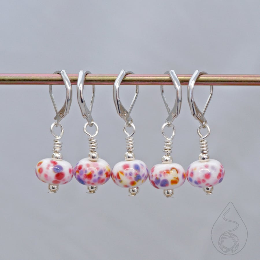 Lampwork Stitch Markers - Tropical Punch 