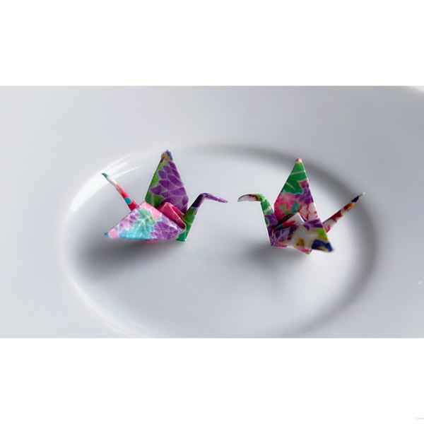 Origami Crane Earrings, Paper Crane Earrings, Tiny Stud Earrings