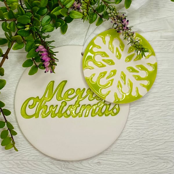 Duo ceramic Christmas decoration
