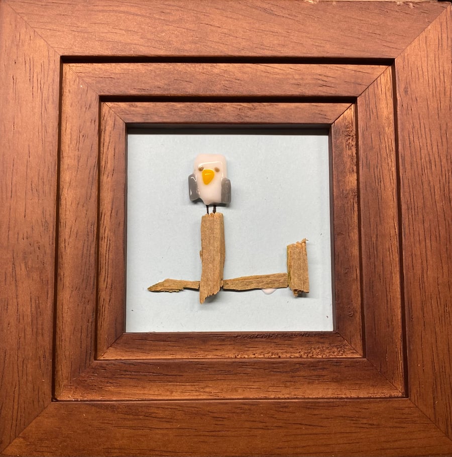 Little Glass Fused Seagull Framed Art