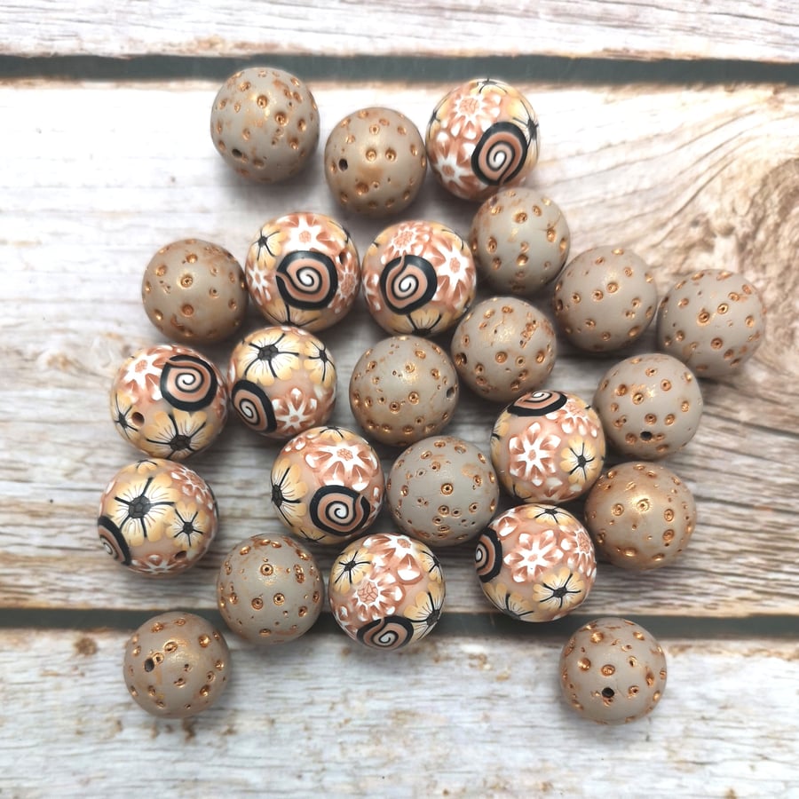 Polymer Clay Beige Bead Collection 