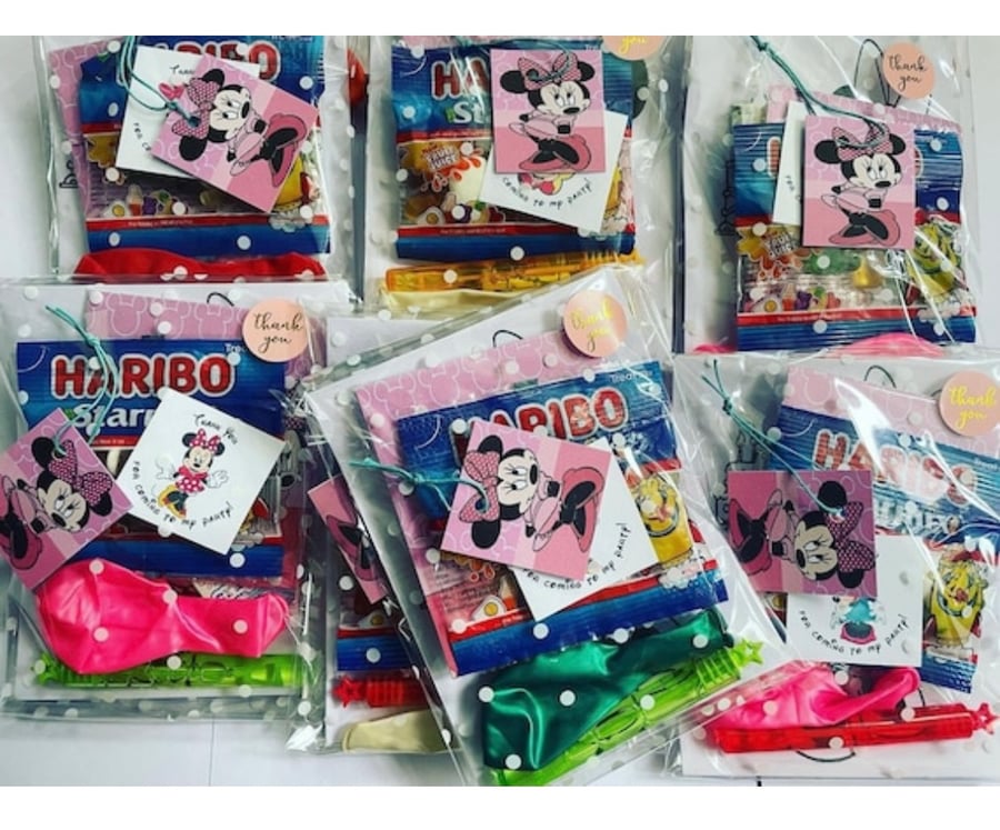 Pre filled minnie mouse party bag wish bracelet set gift for guests 