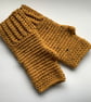 FINGERLESS MITTS , gloves '  Valley Tweed '. Merino Wool blend. Mustard.  - Image 4