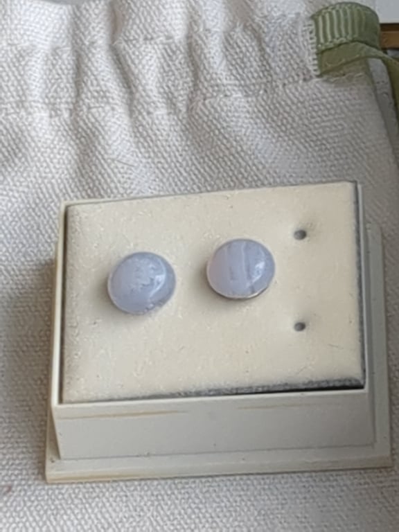 Blue lace agate small stud earrings 