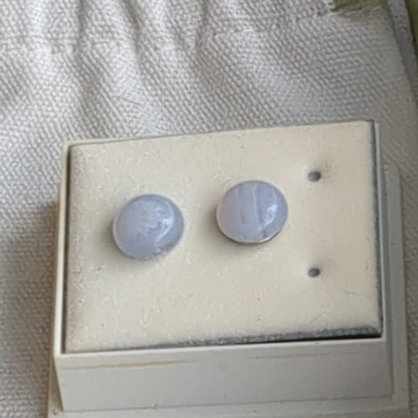 Blue lace agate small stud earrings 