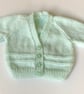 Pale mint green baby cardigan 0-3 months
