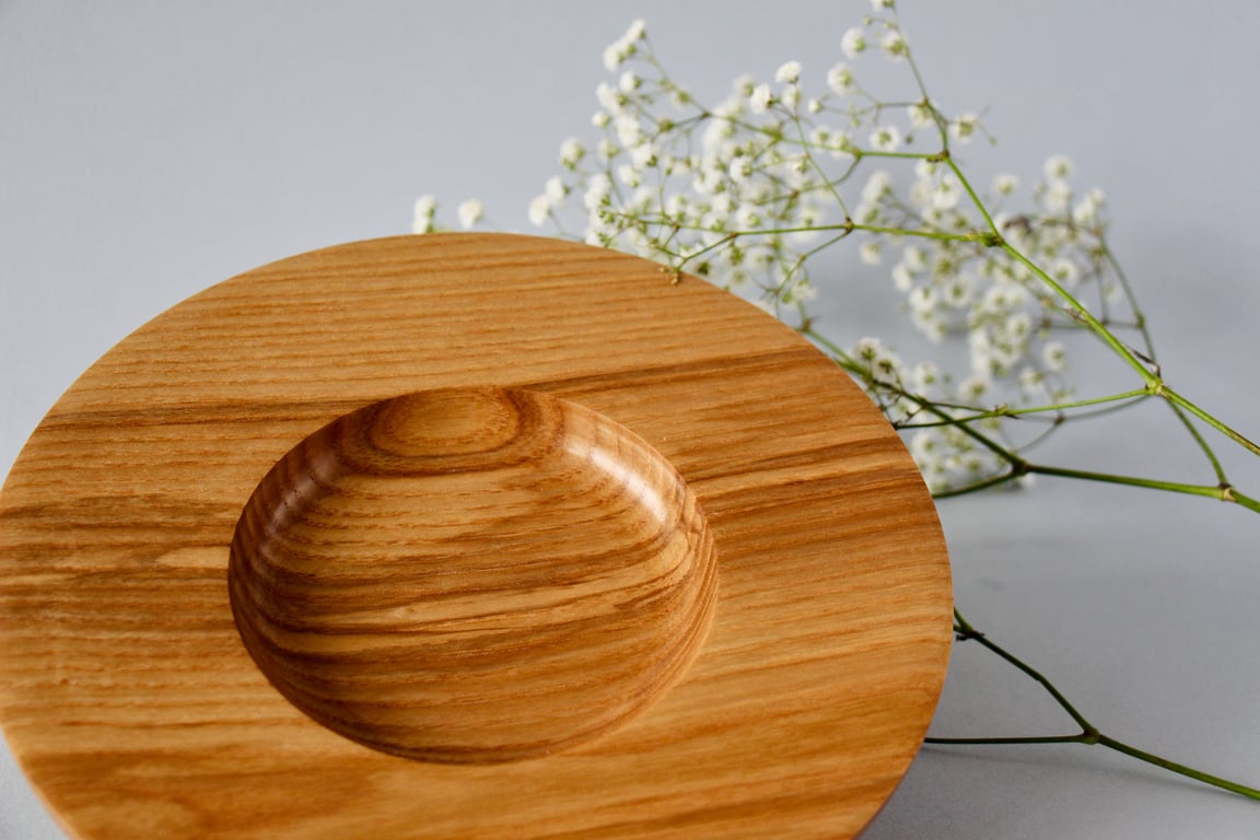 Beautiful, small hand-turned wooden platter.
