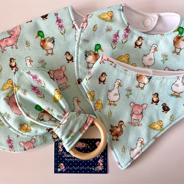 Four piece Farm Animal baby set - Newborn Baby Gift - Baby Shower 