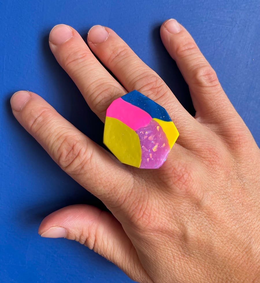 Irregular arty cocktail ring adjustable 