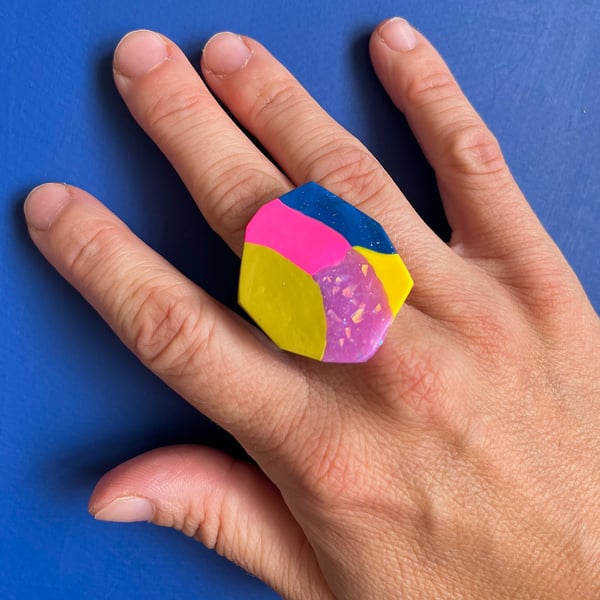 Irregular arty cocktail ring adjustable 