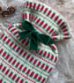 Mini Hot Waterbottle - Red & Green. Handwoven in Wales - Image 2
