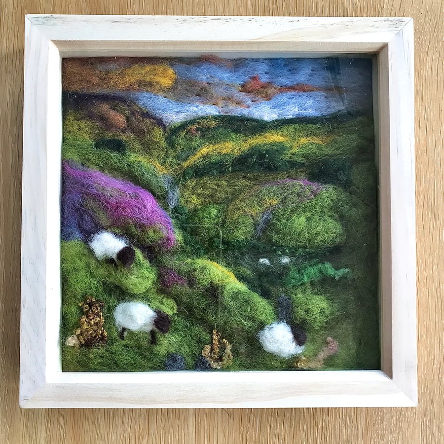 Sheep in moorland landscape 