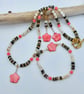 Mother Of Pearl Flower, Coral And Shell Necklace, Bracelet & Earrings Set -Sale
