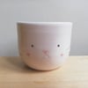 Handmade ceramic bunny rabbit succulent plant pot with little face - gift