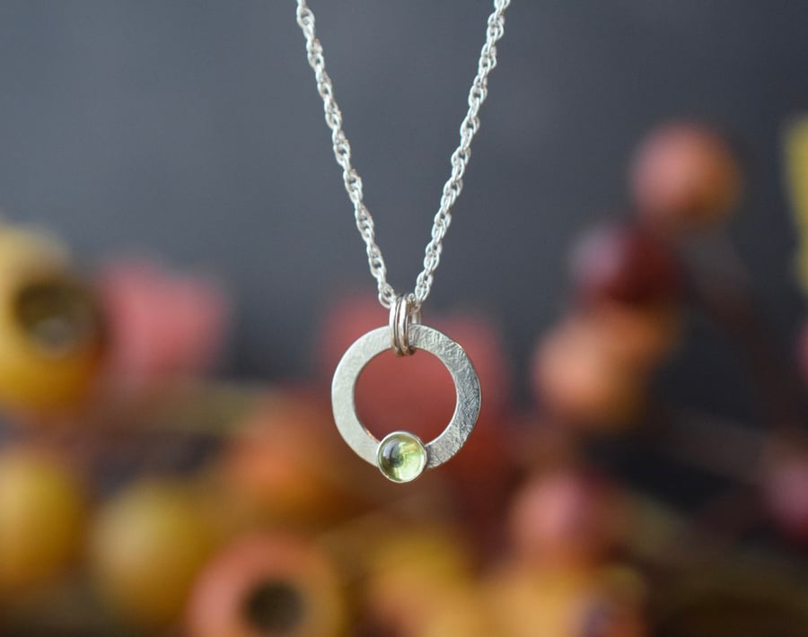 Silver Necklace with Peridot Gemstone