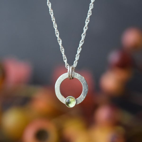 Silver Necklace with Peridot Gemstone