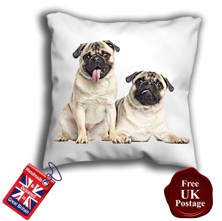 Pugs Cushion Cover, Pug Cover, 