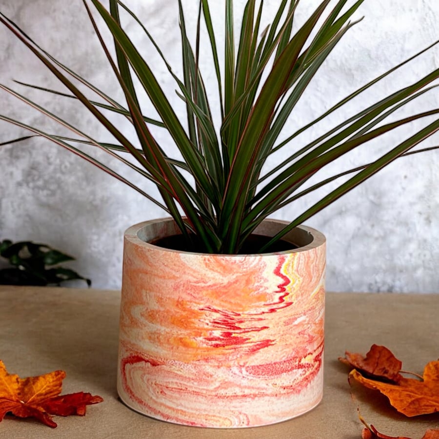 Large Plant Pot - Unique Autumn Sunset Coloured Planter