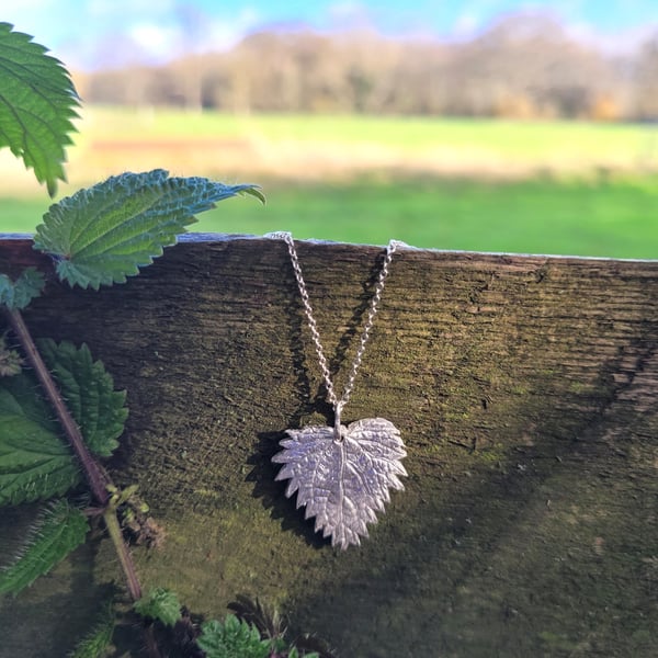 Silver Nettle Leaf Pendant (Option 2)