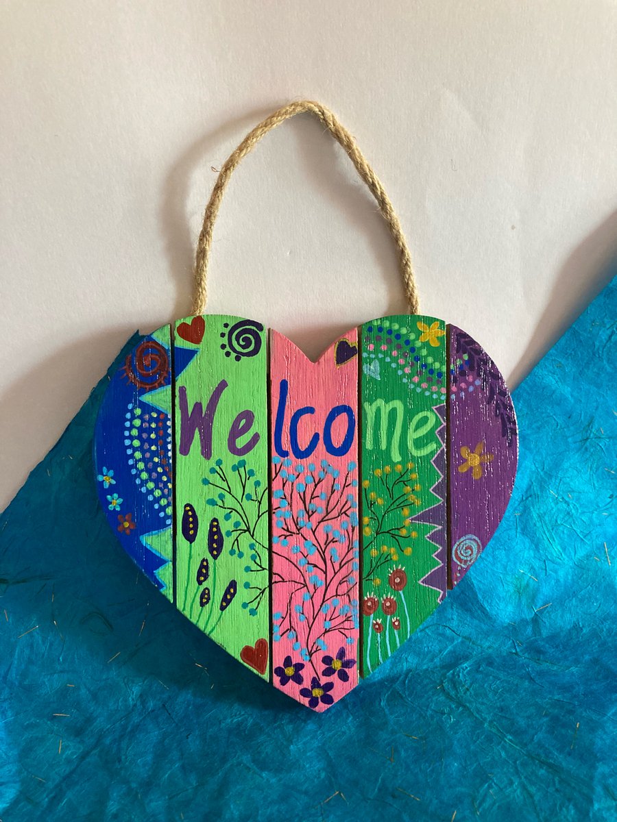  hand painted hanging welcome sign