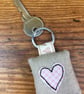 Niece key ring - handmade linen & lavender keyring - pink gingham heart  - Image 2