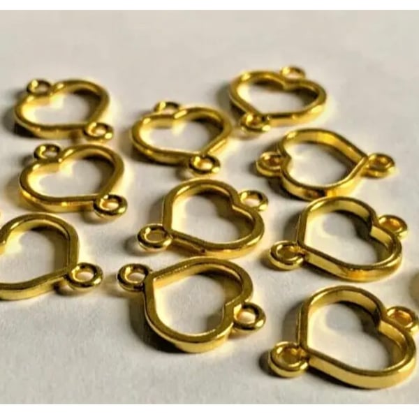 Gold Coloured Zinc Alloy Open Back Bezel Connectors.  Pack of 12 