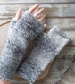 Knitted Fingerless Gloves, Marbled Yarn Hand Warmers