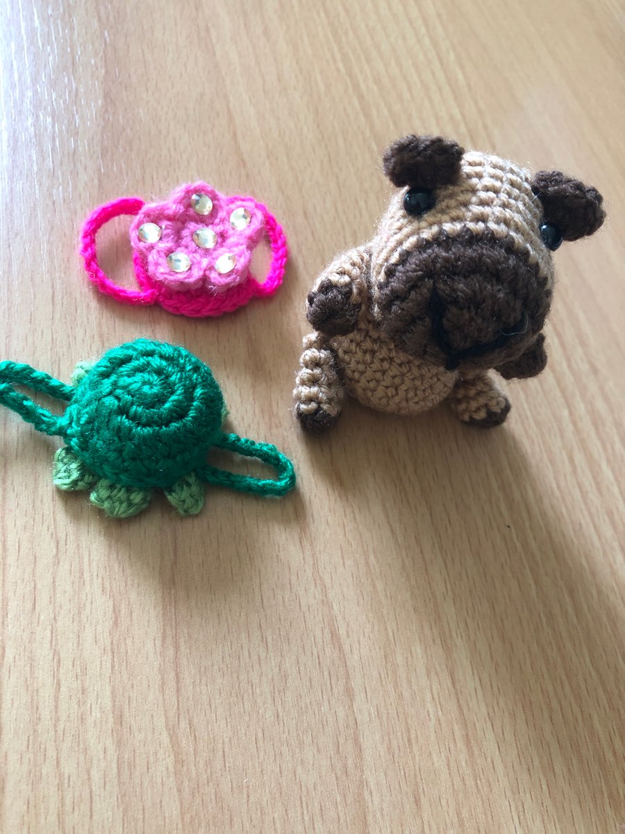 Crochet capybara keychain with turtle and floral backpack