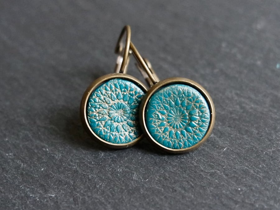Earrings - Mandala bronze turquoise