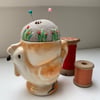 Chicken egg cup pincushion
