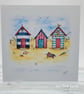 Beach Huts Card - blank card, birthday, beach, coastal card