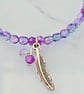 Purple and blue feather charm bracelet  - Image 2
