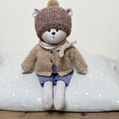 Cuthbert, a handmade cloth bear by Clayton Bears.