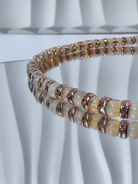 Opalite Rose Gold Necklace Iridescent Jewellery Bridal Jewellery Handmade UK