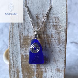 Cobalt blue Seaglass pendant Ref:CBSG-060222