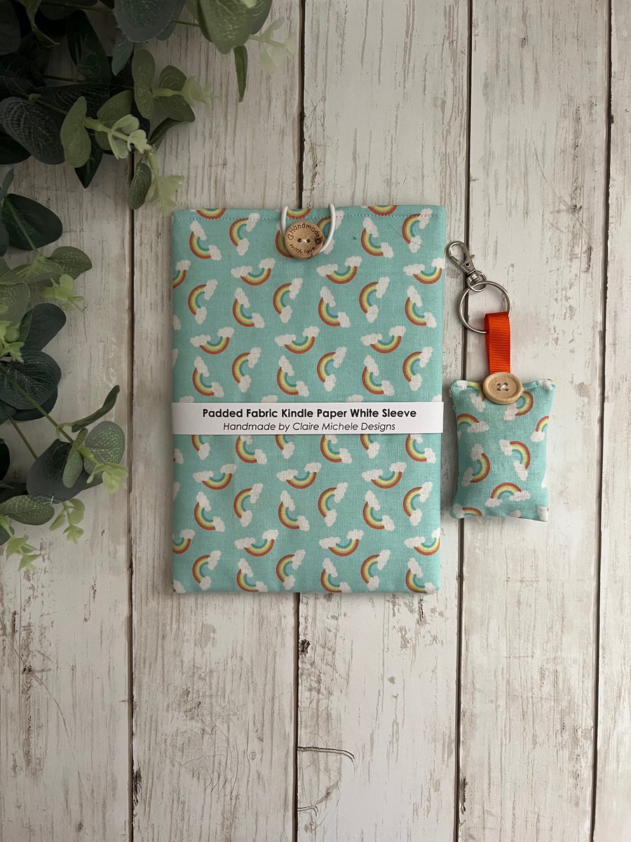 GIFT SET: Kindle Paper White Cover and Lavender Filled Key Ring, Rainbows, Gifts